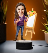 Doğum Günü Hediyesi,Sevgiliye Hediye, Kişiye Özel Fotoğraflı Resim Öğretmeni Karikatür 3D Led Lamba (Beyaz)