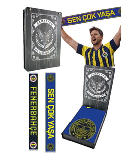 Fenerbahçe UNISEX SEN ÇOK YAŞA ŞAL LAZER KUTU HEDİYELİ (Sarı-Lacivert)