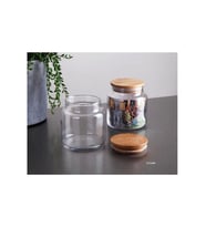 Gönül 2734 Bambu Kapaklı Cam Kavanoz 9.5x10.5 cm 500 cc 3'lü (Renksiz)