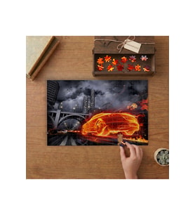 Ateşten Araba Tasarımı 240 parça Ahşap Puzzle Ahşap Kutuda MP04164