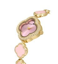 Polo Air Yonca Desenli Kadın Kol Saati Gold Pembe Renk PL-1559B3x (Pembe-Altın)