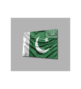 Pakistan Bayrağı Cam Tablo 4mm Dayanıklı Temperli Cam, Pakistan Flag Glass Wall Art (Çok Renkli)