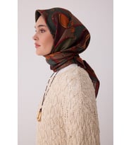 Geometrik Desen %100 Twill İpek Eşarp BE00