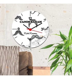 Canım Babam Bıyık Tasarım Duvar Saati