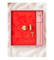 VICTORIA'S JOURNALS 126-2752 HUSH HUSH KİLİTLİ KUTULU VE KALEMLİ 100gr.192YP.ÇİZGİLİ DEFTER - KIRMI