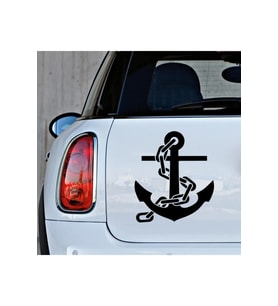 Deniz Çapası Ve Zincir Sticker Yapıştırması 22cm  Siyah