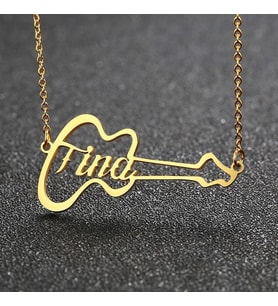 Kişiye Özel İsimli 925 Ayar Gümüş Gitar Model Hediyelik Kolye