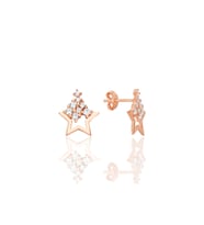 Gümüş rose zirkon taşlı ışıltılı yıldız küpe SGTL12712ROSE