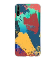 Huawei P40 Lite E Uyumlu Kapak Brush Stroke Tasarımlı Şeffaf Silikon Kılıf