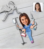 Kişiye Özel Hemşire Tasarımlı Karikatür Anahtarlık 92
