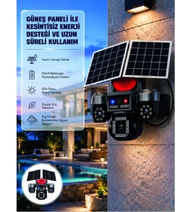 Takip Özellikli 4 Kameralı Güneş Panelli Güvenlik Kamera Sistemi