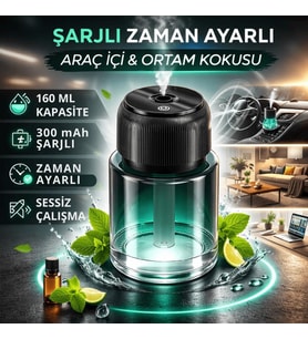 Otomatik 160Ml Şarjlı Araç Aroma Difüzör Oto Kokusu Işıklı Ev Oda Araba Koku Makinası Aromaterapi
