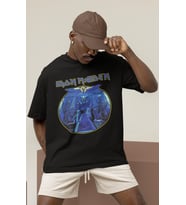 Tasarım Iron Maiden Rock Metal Müzik Grubu Baskılı Unisex Oversize Tişört