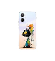 Realme 10 4G ile Uyumlu Splash Kedi Tasarımlı Şeffaf Silikon Kılıf
