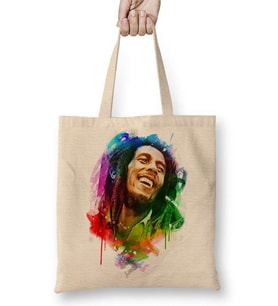 Bob Marley Mutluluğun Rengi Bez Çanta Uzun Saplı