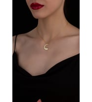 Altın Kaplama Kedi Ay Gümüş Kolye