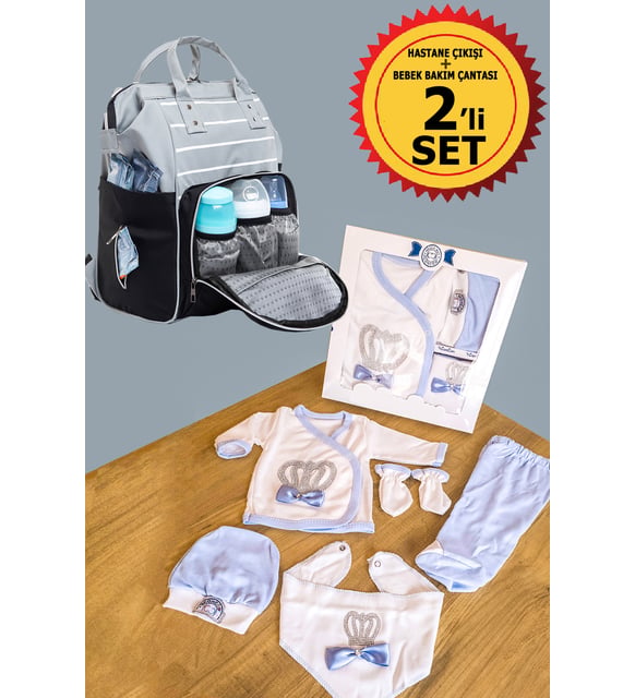Naturaborn GOTS Organik Sertifikalı Yenidoğan Erkek Bebek Hastane Çıkışı Set