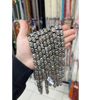 Tibet Akik Taşı Arpa Kesim Beyaz Siyah 10x15mm Doğal Taş Dizi