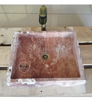Kırmızı Traverten Lüx Kare Lavabo