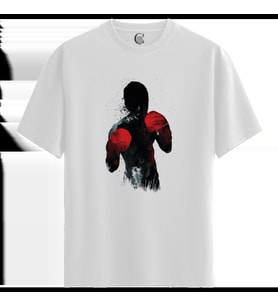 Shadow Boxer - %100 Pamuklu Erkek Beyaz Tişört - Premium Quality (Siyah - Beyaz)