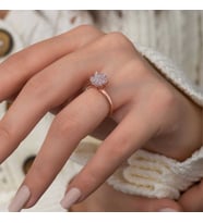 Gümüş Rose Beyaz Lotus Çiçeği Yüzük