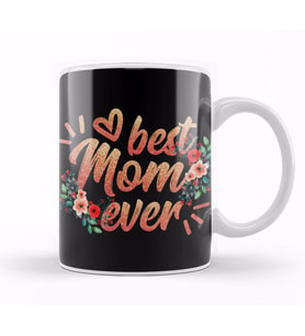 s Cute Floral Best Mom Ever Circle Flower Mother's Day Anneler Günü Kupa Bardak Porselen
