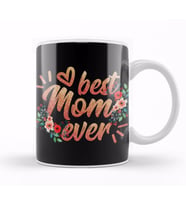 s Cute Floral Best Mom Ever Circle Flower Mother's Day Anneler Günü Kupa Bardak Porselen