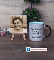 Dayıya Hediye Fotoğraflı Dekoratif Taş, Kupa Bardak Beyaz Hediye (Model 9)