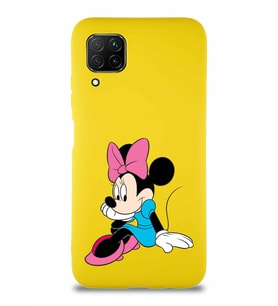 Huawei P40 Lite Soft Premier Kapak Minnie Mouse-E Tasarımlı Silikon Kılıf - Sarı (Şeffaf)
