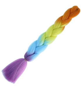 Afrika Örgülük Ombreli Sentetik Saç 100 Gr. - Turuncu / Sarı / Açık Mavi / Mor