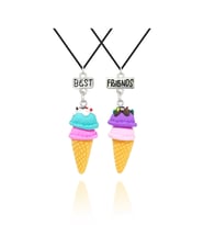 Best Friends Renkli Dondurma Külahları 2'li Arkadaşlık Kolyesi (Gümüş)