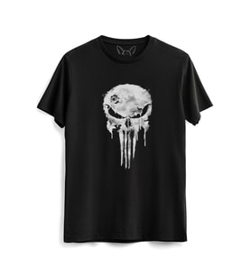 Punisher Dijital Baskılı  Siyah Tshirt