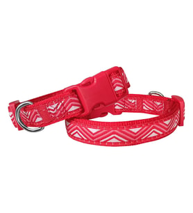 Doggie Dalga Desenli Dokuma Köpek Boyun Tasması 2 cm x 31-47 cm Kırmızı