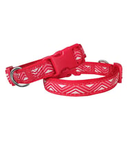 Doggie Dalga Desenli Dokuma Köpek Boyun Tasması 2 cm x 31-47 cm Kırmızı