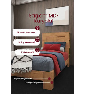 My Chapter Kitaplık Başlıklı Tek Kişilik MDF Karyola