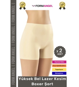 #Korse İz Göstermeyen Lazer Kesim Toparlayıcı Şekillendirici Rahat Yüksek Bel Boxer Korse - 2 Adet