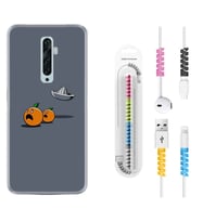 Oppo Reno 2Z 4 Lite 4 Pro 5 6 7 A31 Kılıf Kablo Koruma Spiral Silikon Orange Escape 1374