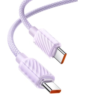 Lexroo CA-3672 Crystal Serisi Type-c Type-c 100W PD Hızlı Şarj ve Örgü Kablo Mor 1.2m