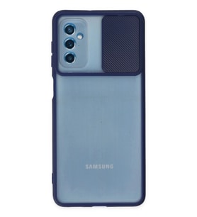 Durukar® Samsung Galaxy M52 5G Kılıf Palm Buzlu Kamera Sürgülü Silikon - Lacivert