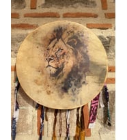 ŞAMAN DAVULU - ASLAN BASKILI (32 CM)