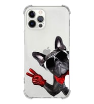 PrintiFy Apple iPhone 12 Pro Max Uyumlu Köpek 2 Baskılı Şeffaf Köşe Korumalı Antişok Kılıf