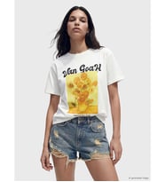 LCW Vision Beyaz Van Gogh Baskılı %100 Pamuklu Kadın Tişört