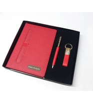 Kişiye Özel Defter Kalem Anahtarlık Seti (Kırmızı)