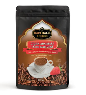 Hacı Halis Efendi Çilek Aromalı Türk Kahvesi 200 gr Yumuşak İçimli Doypack