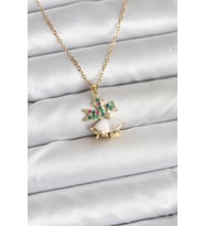 316L Çelik Zincir Gold Renk Chirtsmas Bell Model Yılbaşı Temalı Kadın Kolye - TJ-BKO10706