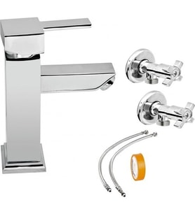 Arçe Kare Banyo Lavabo Batarya Seti Flex 2'li Taharet Teflon Bant