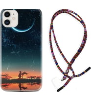 Apple iPhone 11 12 13 Mini Kılıf Boyun Asklı Rasta Silikon Ay ve Kız 1720