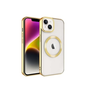 Apple iPhone 14 Plus Uyumlu Kılıf M-safe Wireless Şarj Özellikli Zore Setro Silikon (Gold)