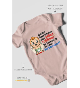 Geçen bayram ben yazılı Kısa Kollu Bebek Body %100 Pamuk