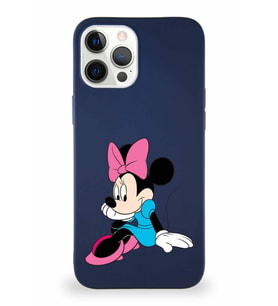 Apple iPhone 12 Pro Max Soft Premier Kapak Minnie Mouse-E Tasarımlı Silikon Kılıf - Lacivert (Şeffaf)